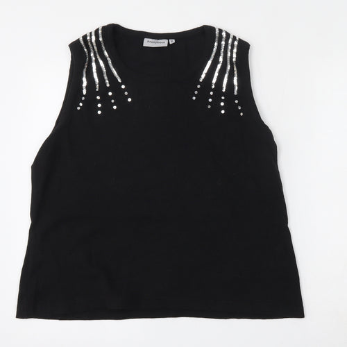 Anonymous Womens Black Round Neck  Cotton Vest Jumper Size XL