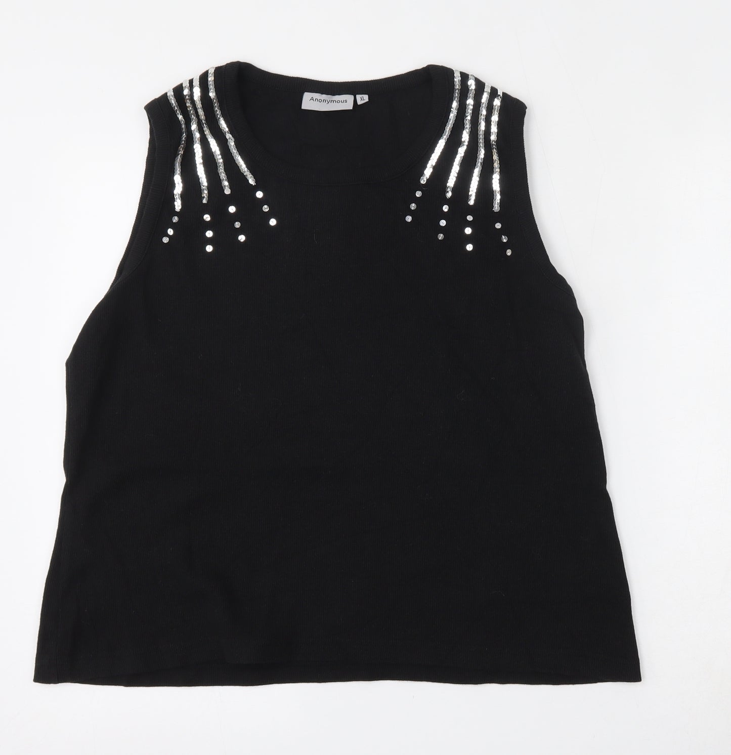 Anonymous Womens Black Round Neck  Cotton Vest Jumper Size XL