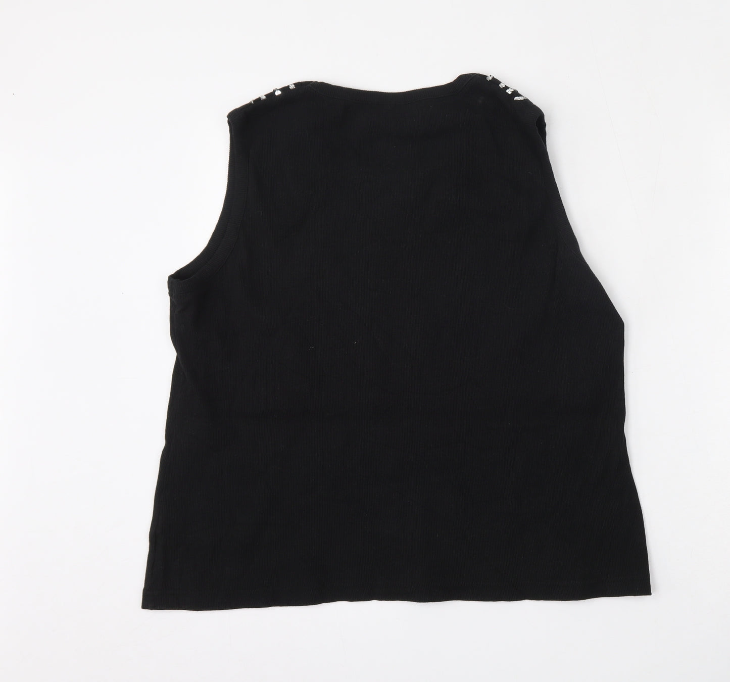Anonymous Womens Black Round Neck  Cotton Vest Jumper Size XL