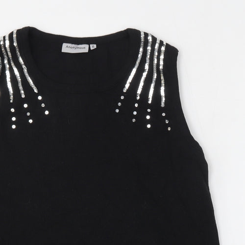 Anonymous Womens Black Round Neck  Cotton Vest Jumper Size XL
