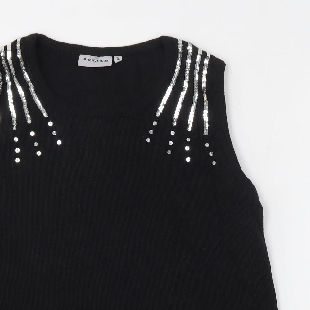 Anonymous Womens Black Round Neck  Cotton Vest Jumper Size XL