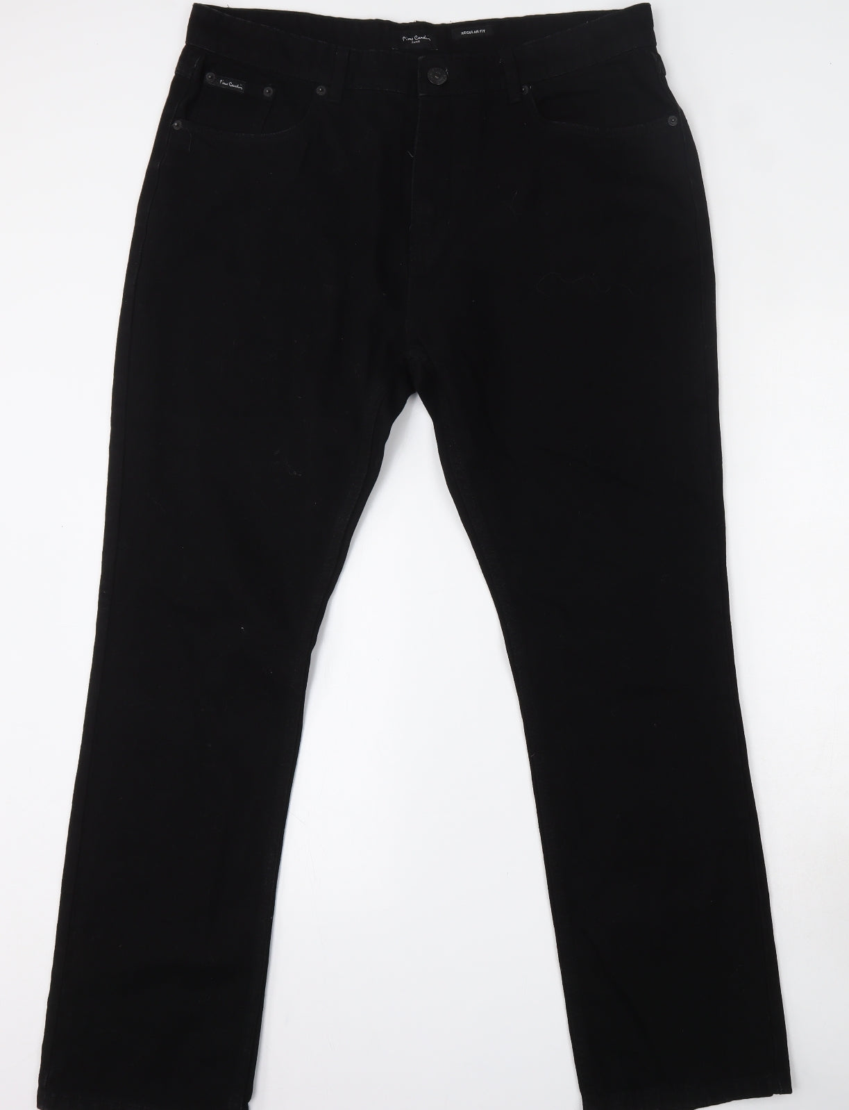Pierre Cardin Mens Black  Cotton Straight Jeans Size 38 L31 in Regular Button