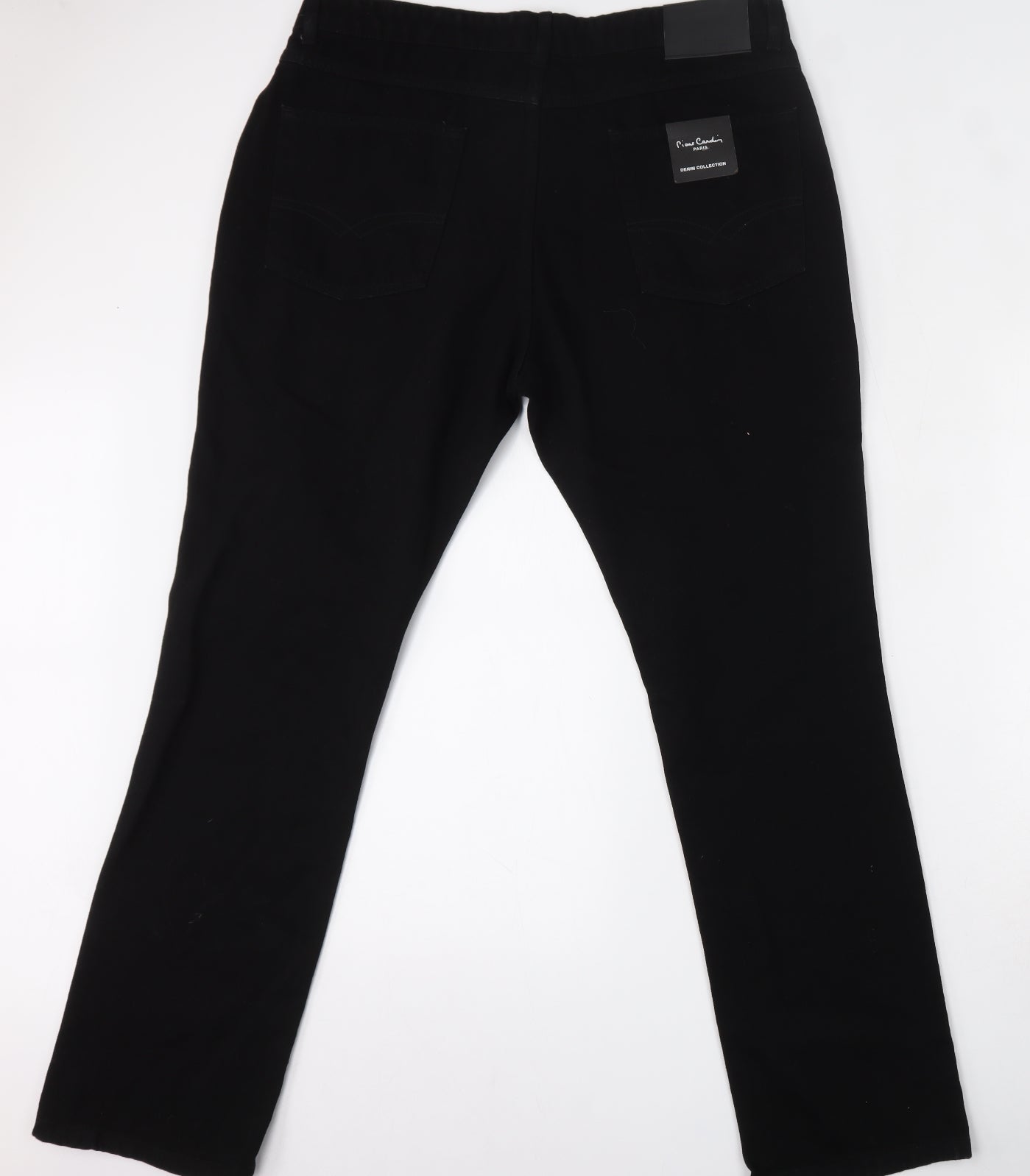 Pierre Cardin Mens Black  Cotton Straight Jeans Size 38 L31 in Regular Button