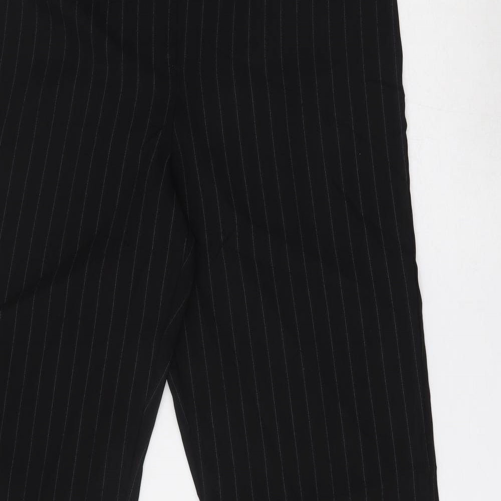 New Look Womens Black Striped Polyester Dress Pants Trousers Size 14 L34 in Regular Hook & Eye