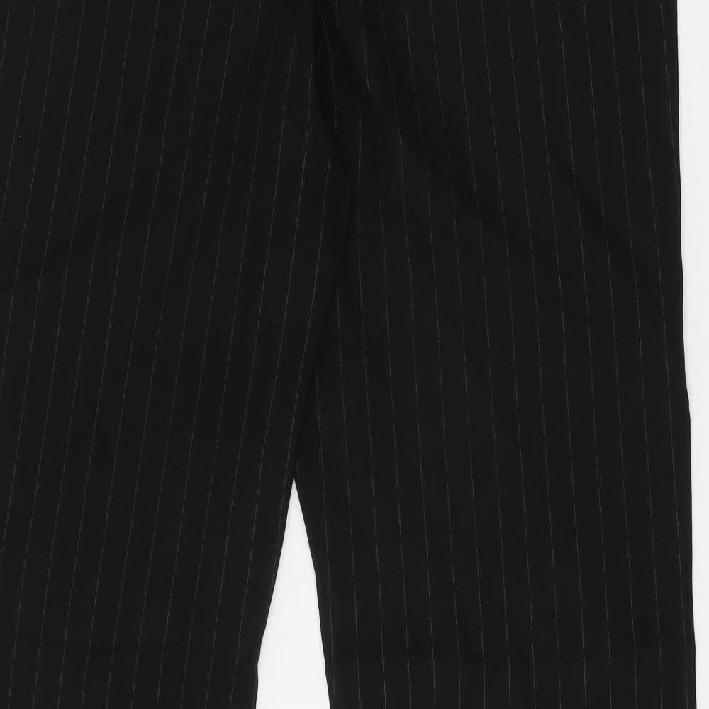 New Look Womens Black Striped Polyester Dress Pants Trousers Size 14 L34 in Regular Hook & Eye