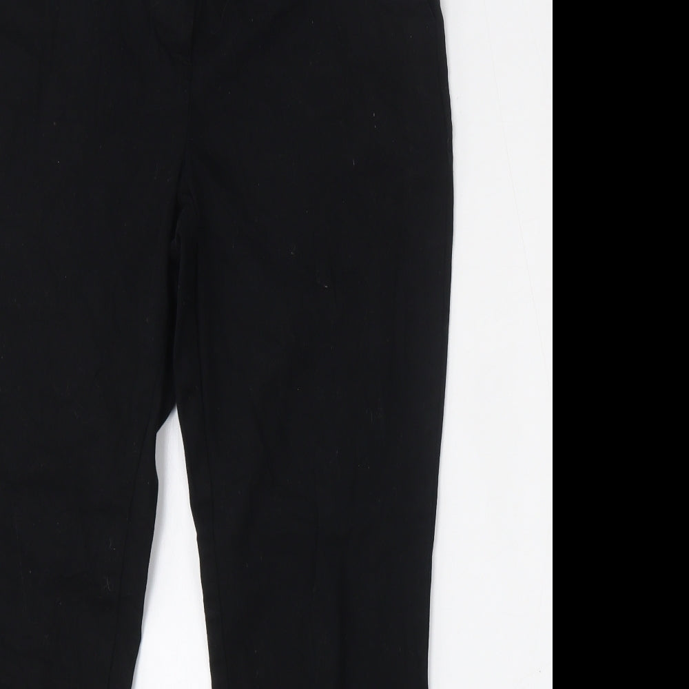 Wallis Womens Black  Cotton Cropped Jeans Size 12 L26 in Regular Hook & Eye
