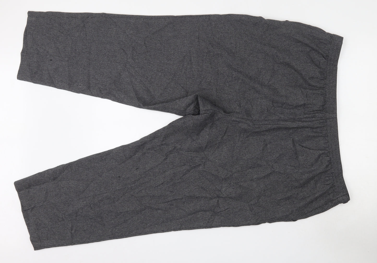 M&S Womens Grey Check Polyester Cropped Trousers Size 22 L26 in Regular