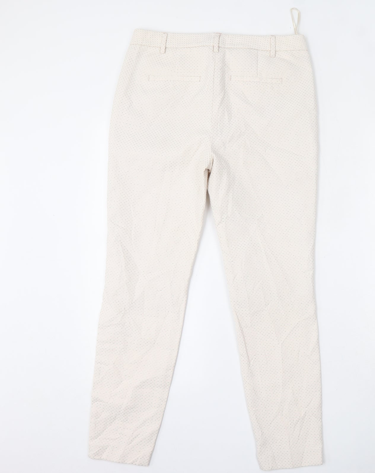 NEXT Womens White Geometric Cotton Cropped Trousers Size 8 L27 in Regular