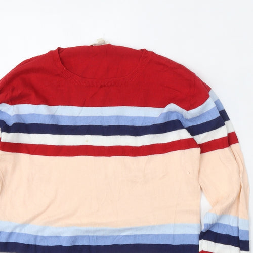 Hundred Pieces Girls Multicoloured Round Neck Striped Cotton Pullover Jumper Size 12 Years