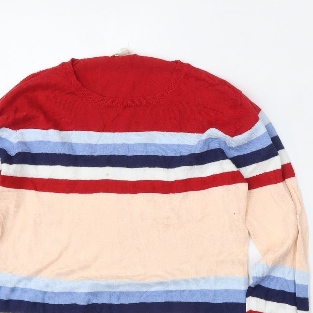 Hundred Pieces Girls Multicoloured Round Neck Striped Cotton Pullover Jumper Size 12 Years