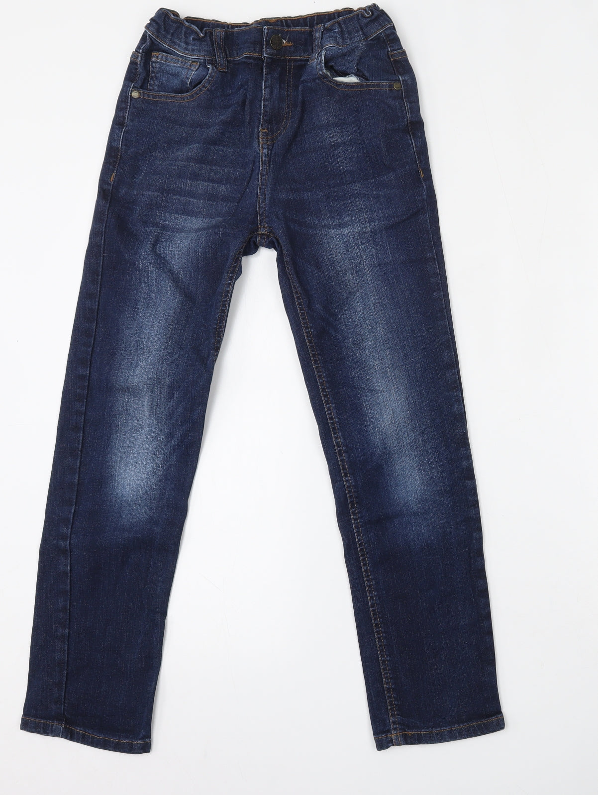 Marks and Spencer Boys Blue  Cotton Straight Jeans Size 11-12 Years  Regular Button