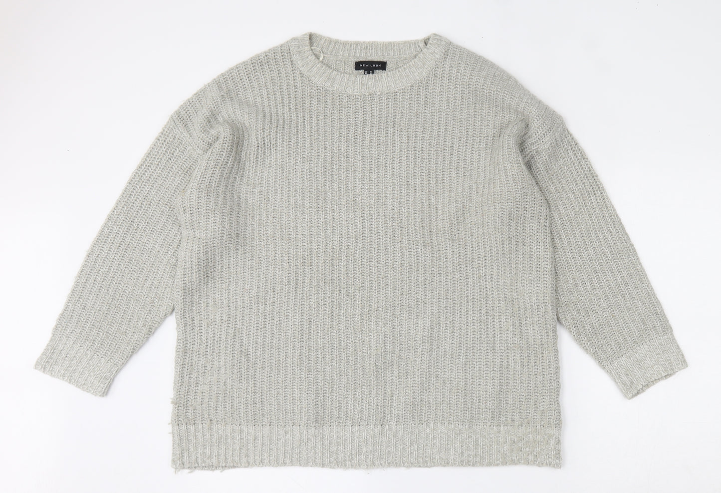New Look Womens Grey Round Neck  Acrylic Pullover Jumper Size M