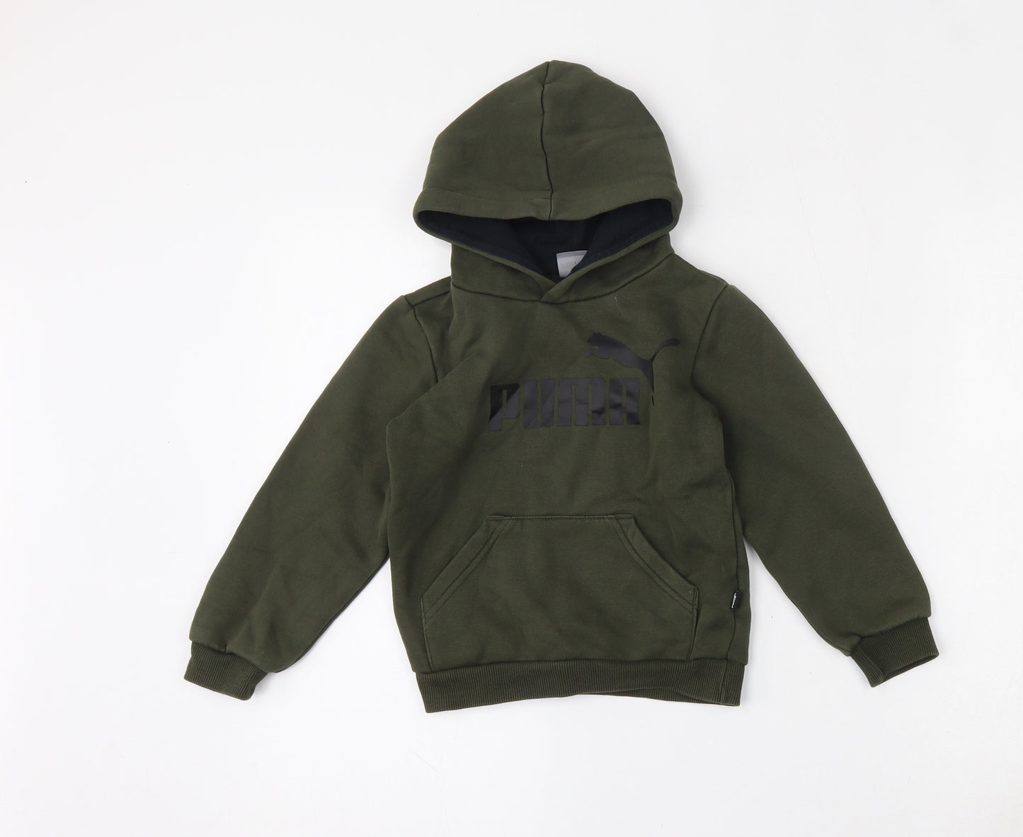 PUMA Boys Green  Cotton Pullover Hoodie Size 4-5 Years