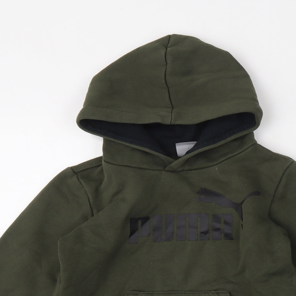 PUMA Boys Green  Cotton Pullover Hoodie Size 4-5 Years