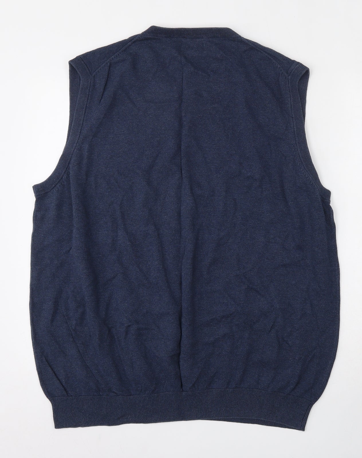 Lincoln Mens Blue V-Neck  Cotton Vest Jumper Size XL