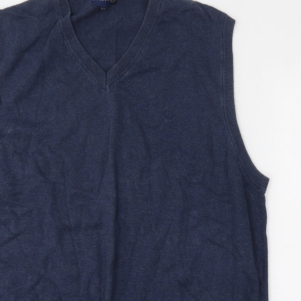 Lincoln Mens Blue V-Neck  Cotton Vest Jumper Size XL