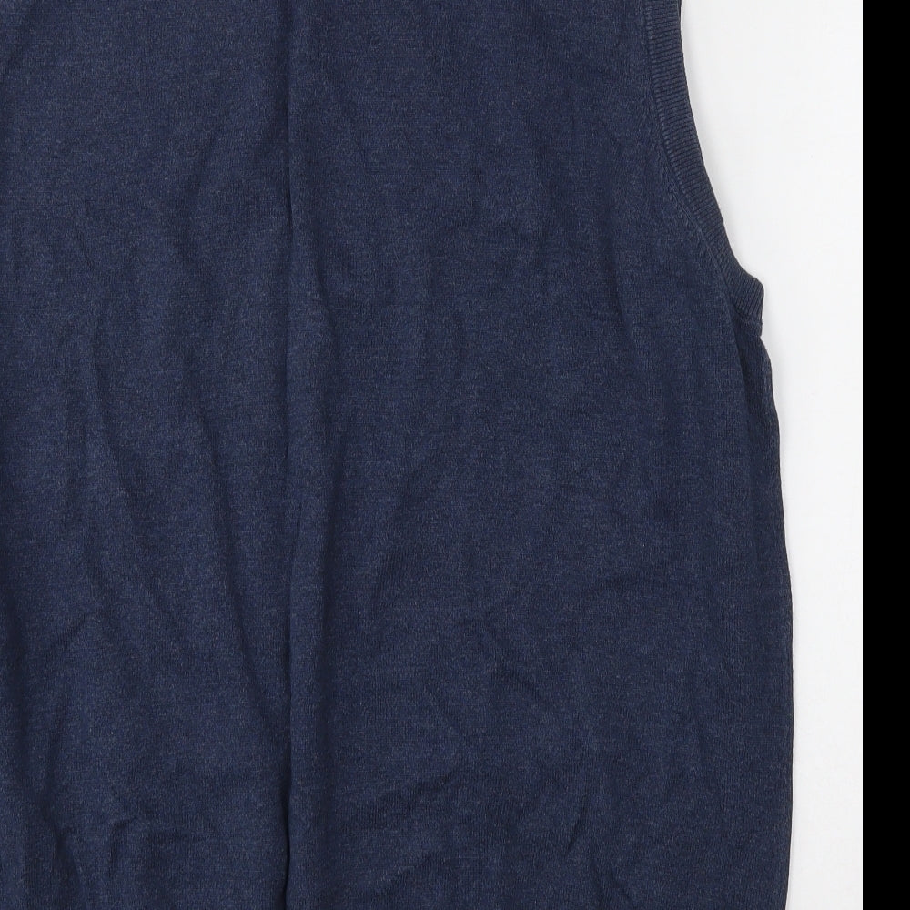 Lincoln Mens Blue V-Neck  Cotton Vest Jumper Size XL