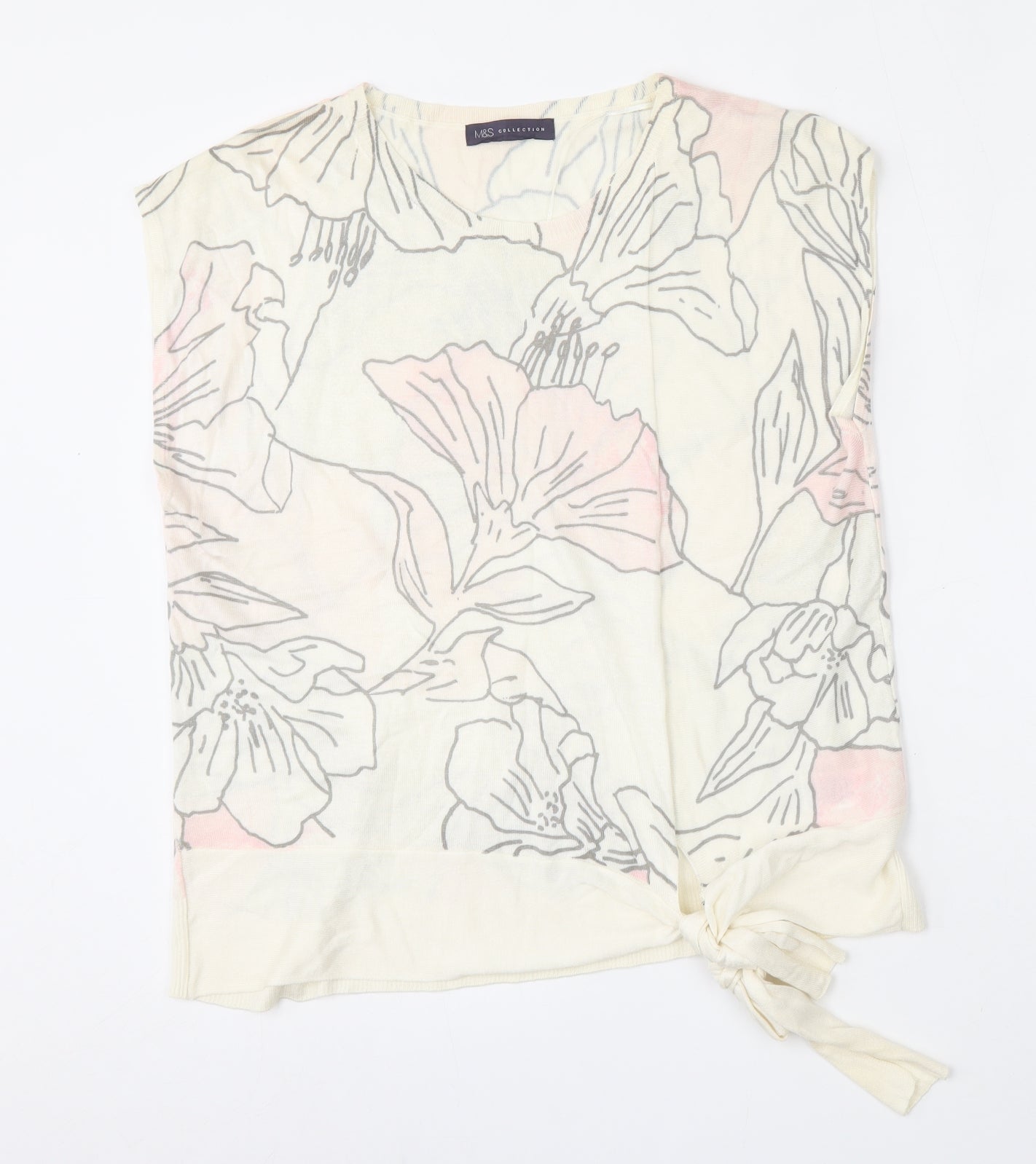 Marks and Spencer Womens Multicoloured Round Neck Floral Acrylic Vest Jumper Size 16