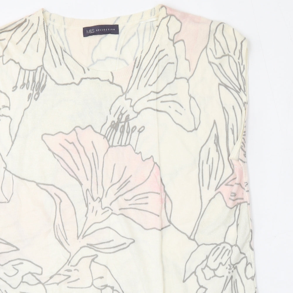 Marks and Spencer Womens Multicoloured Round Neck Floral Acrylic Vest Jumper Size 16