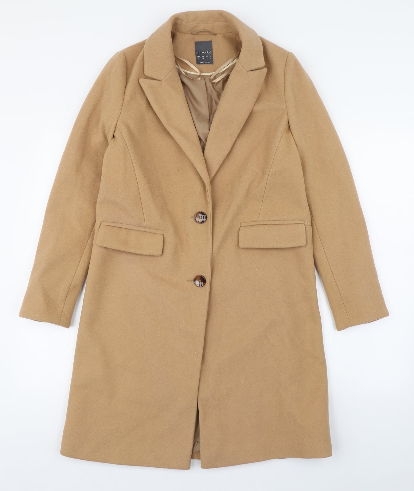 Primark Womens Brown   Overcoat Coat Size 6  Button