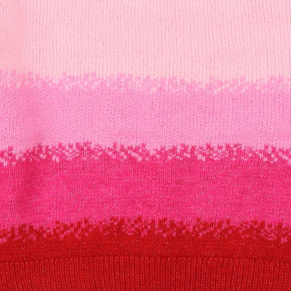 Primark Womens Pink Round Neck Striped Acrylic Pullover Jumper Size XL