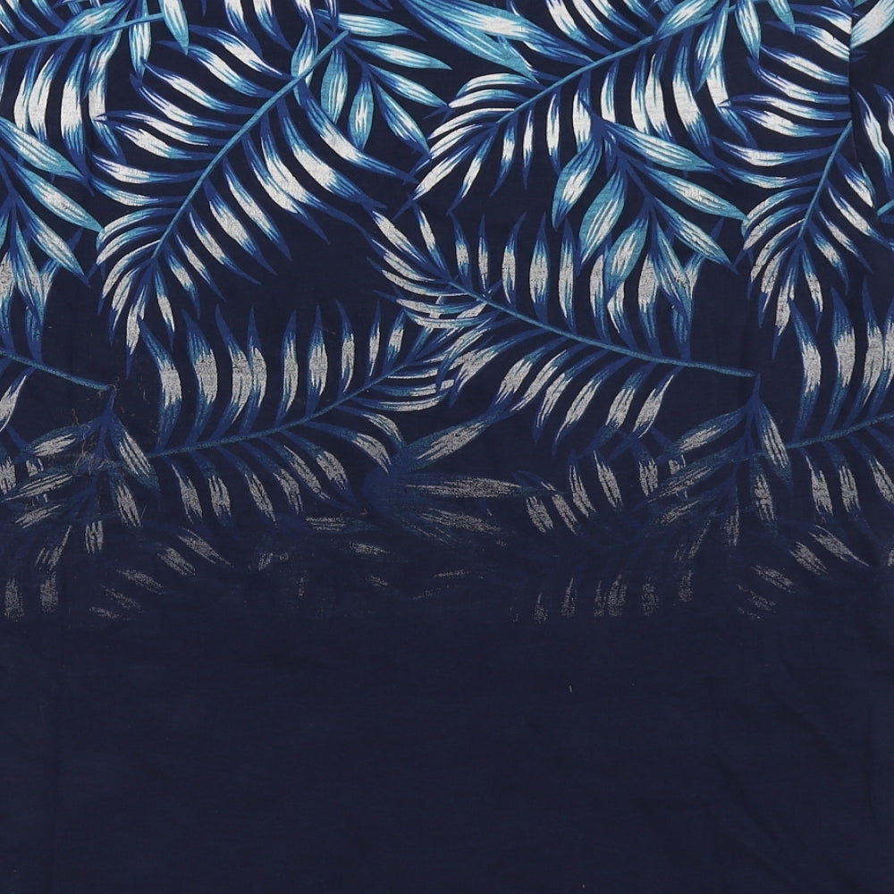 George Mens Blue Floral Cotton  T-Shirt Size L Round Neck