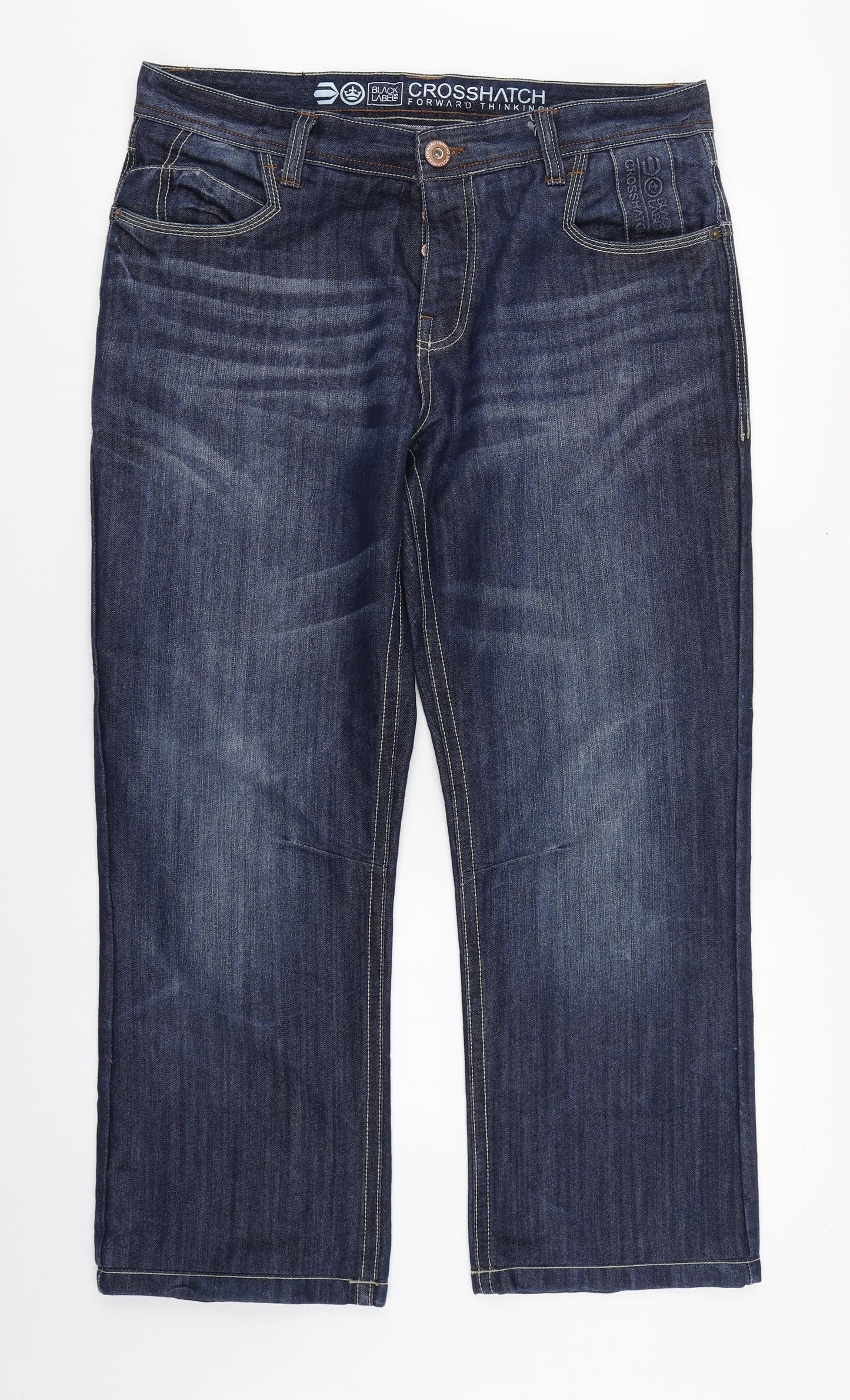 Crosshatch Mens Blue  Cotton Straight Jeans Size 36 in L32 in Regular Zip