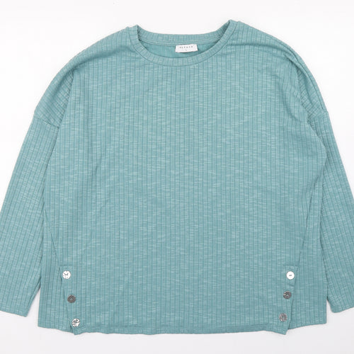 Papaya Womens Green Round Neck  Polyester Pullover Jumper Size L