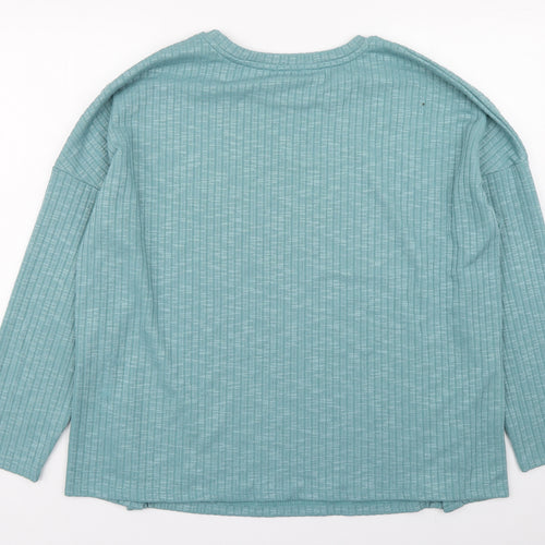 Papaya Womens Green Round Neck  Polyester Pullover Jumper Size L