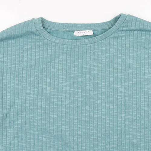Papaya Womens Green Round Neck  Polyester Pullover Jumper Size L