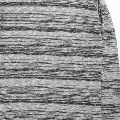 Key Largo Womens Grey Round Neck Striped Polyester Pullover Jumper Size M