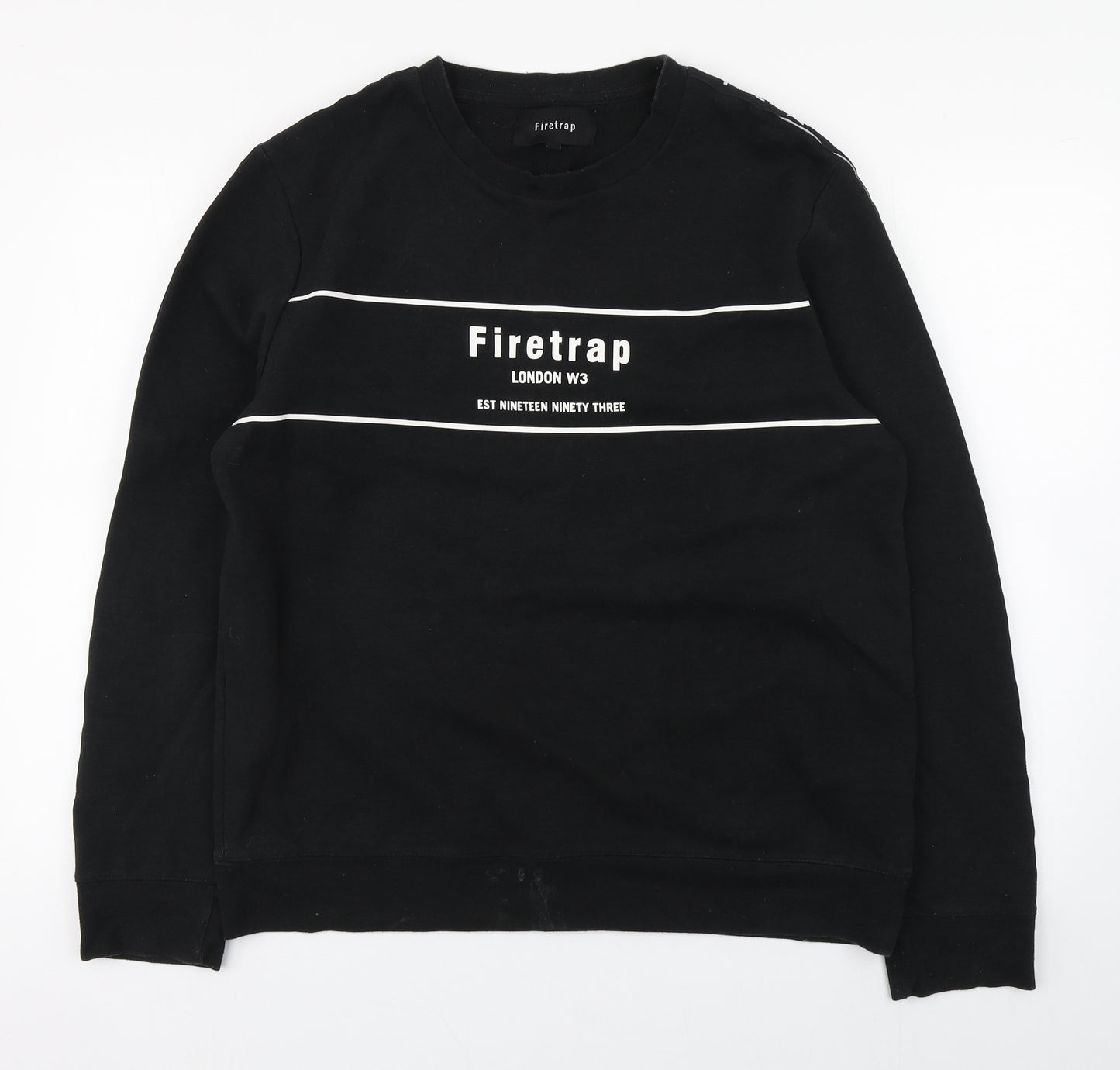 Firetrap Mens Black  Cotton Pullover Sweatshirt Size L