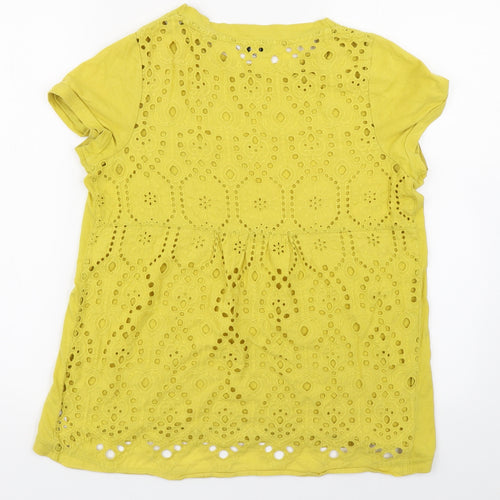NEXT Womens Yellow  Cotton Basic T-Shirt Size 8 Round Neck