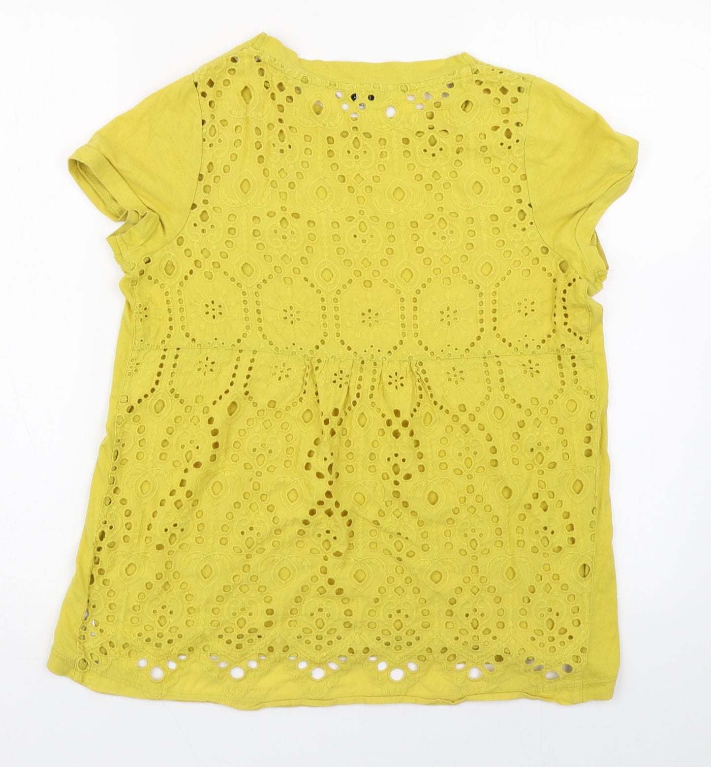 NEXT Womens Yellow  Cotton Basic T-Shirt Size 8 Round Neck