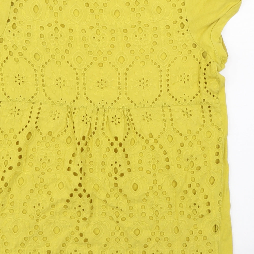 NEXT Womens Yellow  Cotton Basic T-Shirt Size 8 Round Neck