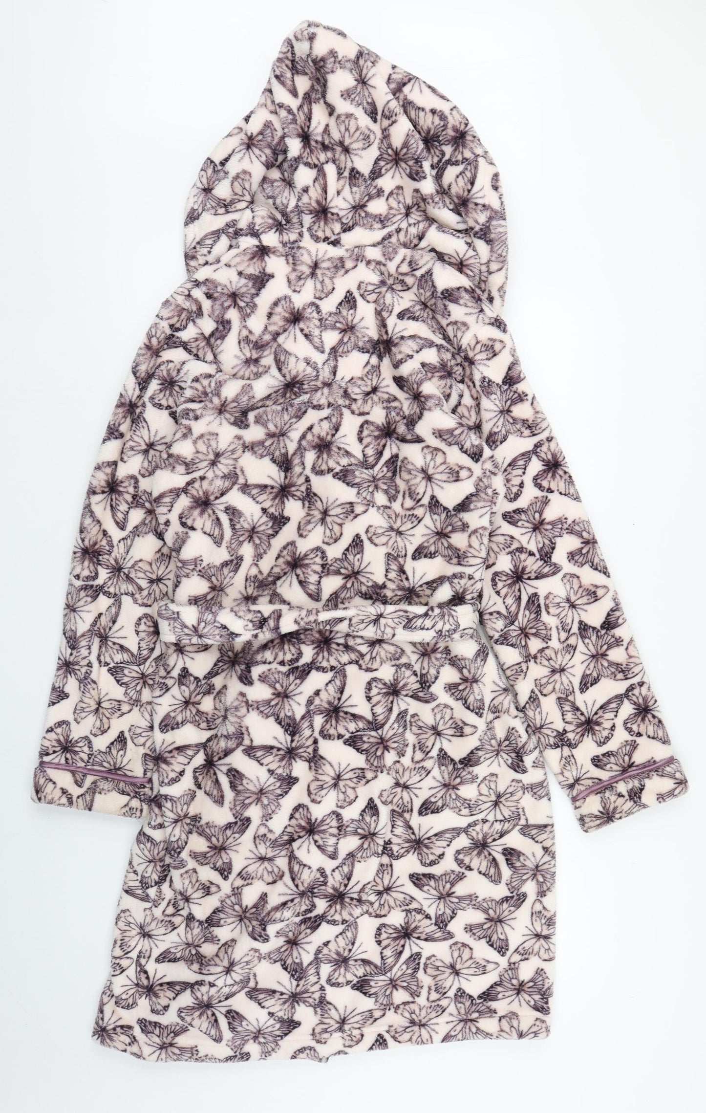TU Womens Purple Geometric Polyester Kimono Gown Size S  Tie