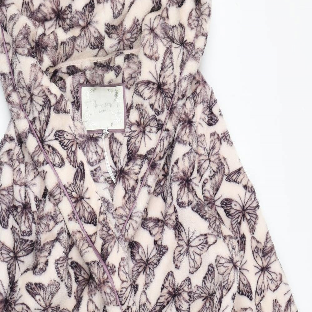 TU Womens Purple Geometric Polyester Kimono Gown Size S  Tie