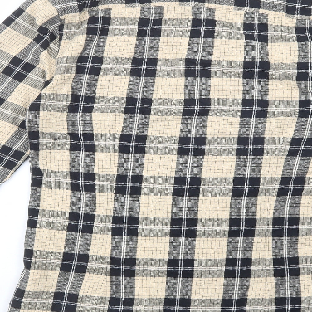 ASOS Mens Beige Plaid Cotton  Button-Up Size S Collared Button