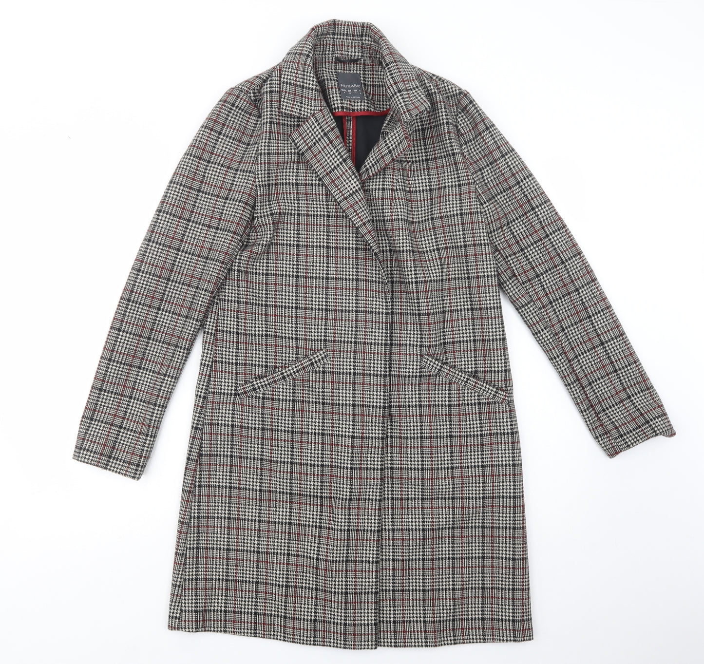 Primark Womens Green Plaid  Overcoat Coat Size 8  Button