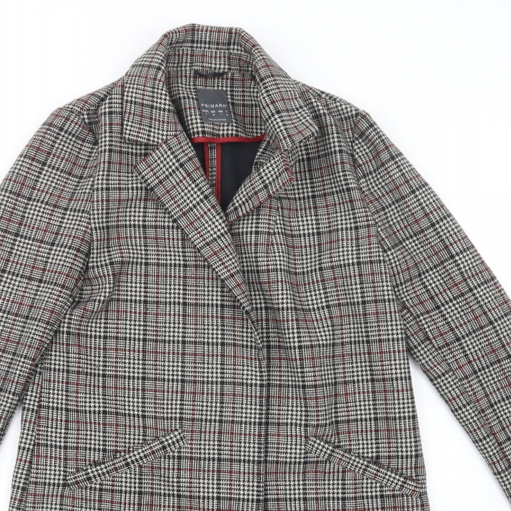 Primark Womens Green Plaid  Overcoat Coat Size 8  Button