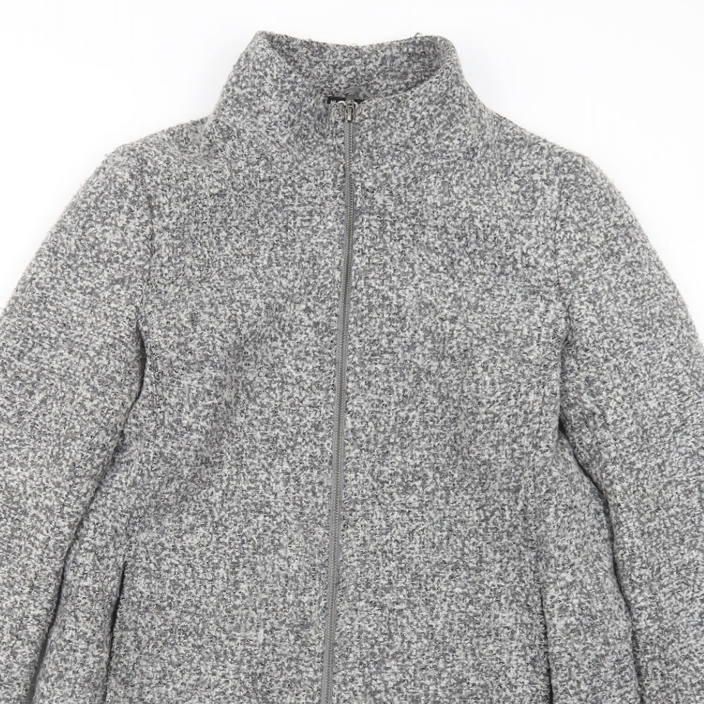 Debenhams Womens Grey   Biker Coat Size 14  Zip