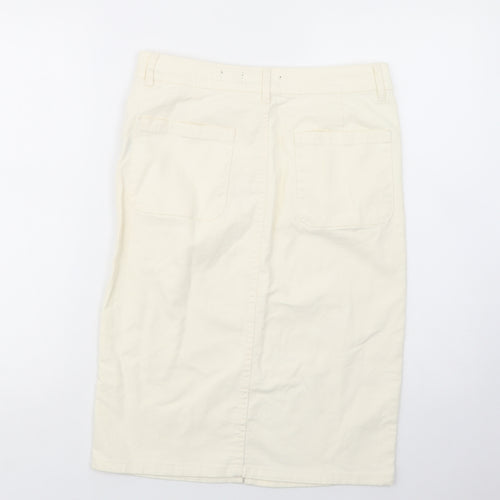 TU Womens Ivory  Cotton Straight & Pencil Skirt Size 10   Button