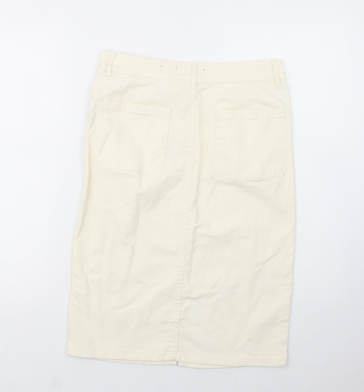 TU Womens Ivory  Cotton Straight & Pencil Skirt Size 10   Button