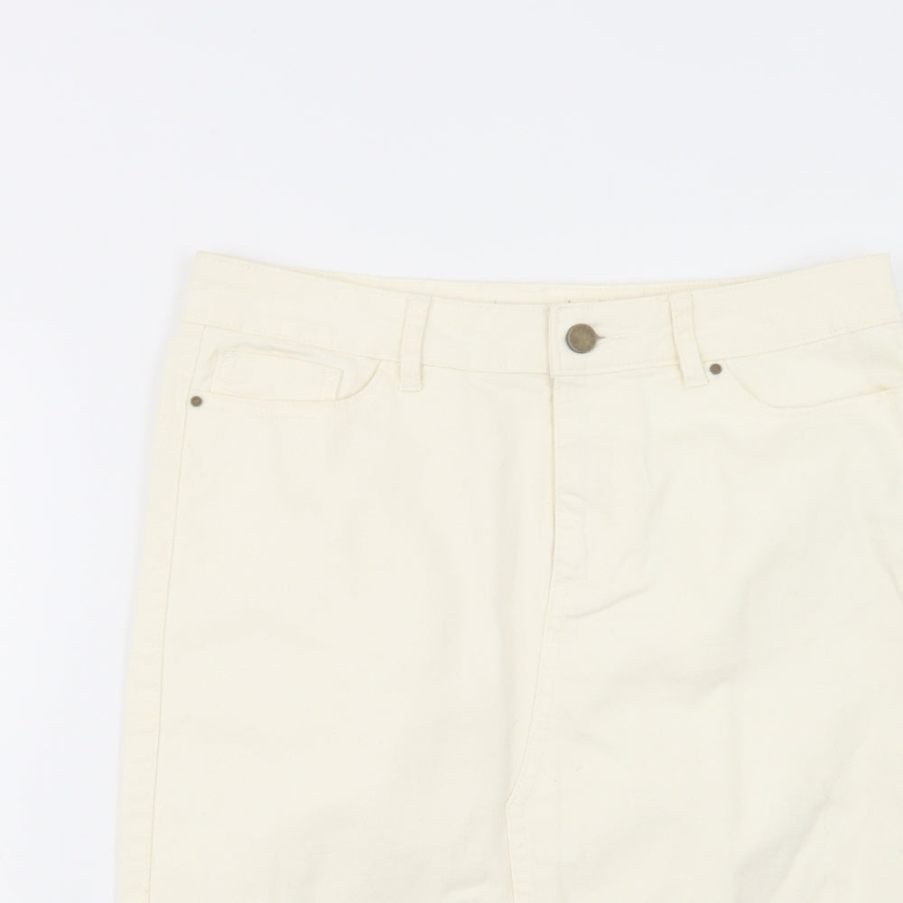 TU Womens Ivory  Cotton Straight & Pencil Skirt Size 10   Button