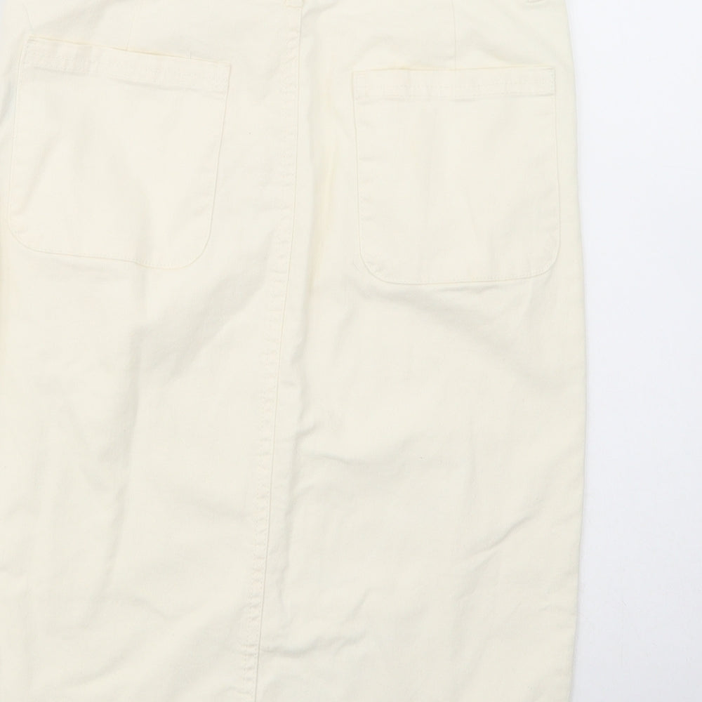 TU Womens Ivory  Cotton Straight & Pencil Skirt Size 10   Button