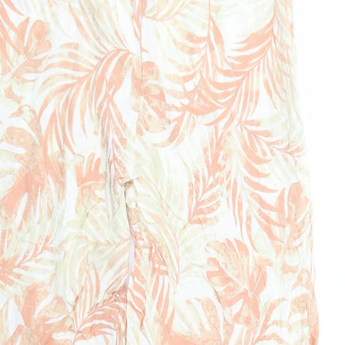 Primark Womens Beige Floral Viscose Cropped Trousers Size 8 L24 in Regular