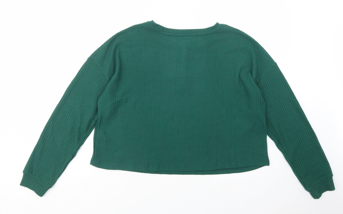 Primark Womens Green  Polyester Cropped Blouse Size L Henley