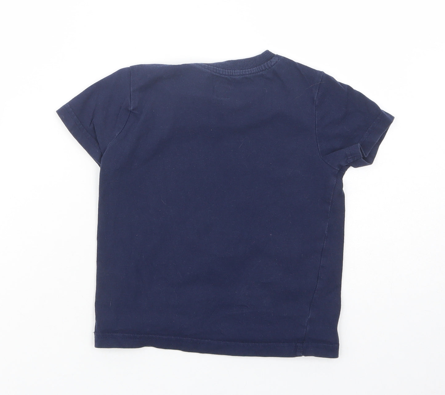 F&F Boys Blue  Cotton Pullover T-Shirt Size 3-4 Years Crew Neck Pullover - Vehicles