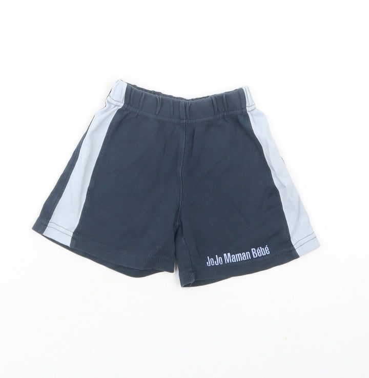 JoJo Maman Bébé Boys Blue Cotton Sweat Shorts Size 3-4 Years Regular