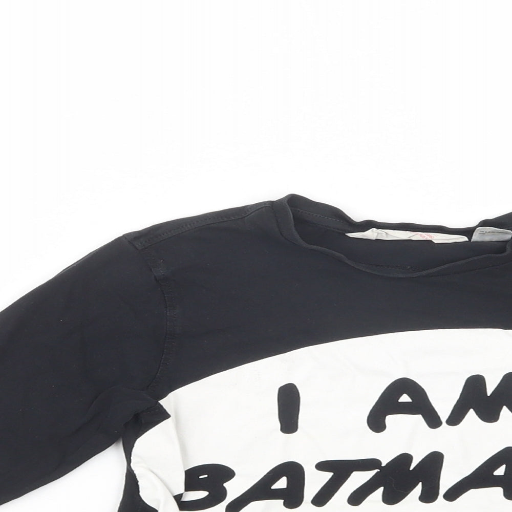 H&M Boys Black  Cotton Pullover T-Shirt Size 5-6 Years Crew Neck Pullover - Batman